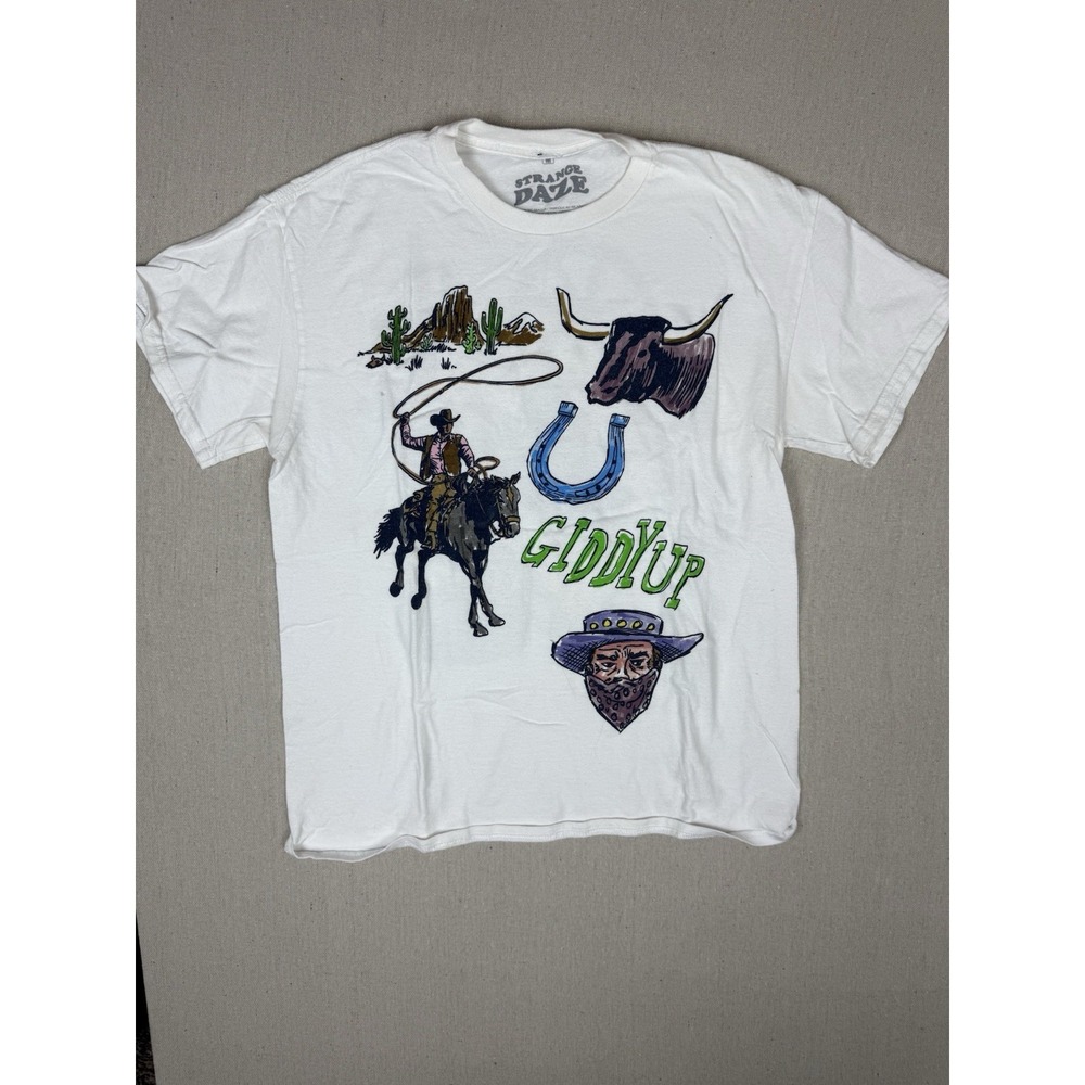 Strange Daze Yeehaw Cowboy Rodeo T-Shirt Medium
